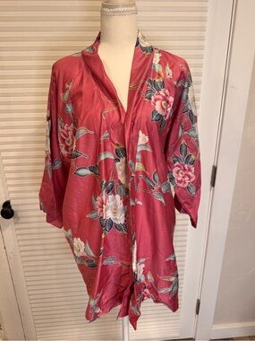 Vintage Andrade Sun Fashions Rose Floral Resort 100% Cotton Kimono 0980